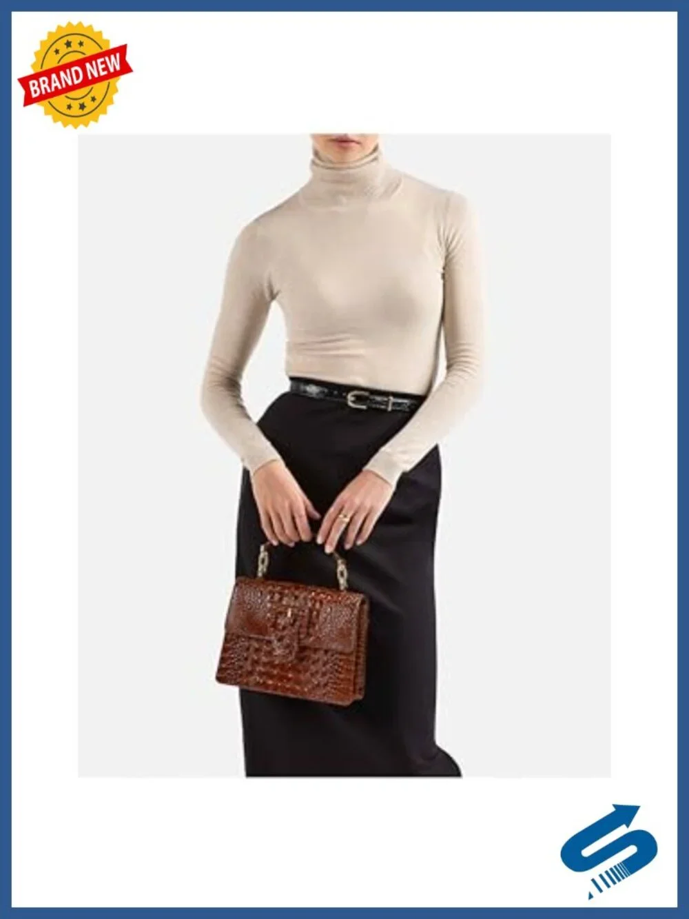 Small Satchel with Flap Magnetic Closure, Adjustable Strap, Leather
